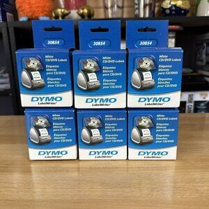 Lot Of 6  DYMO CD/DVD LABELS WHITE 30854 LABELWRITER 2-1/4" 57mm 320 SANFORD